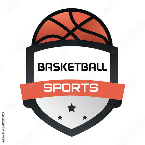 Shield Emblem Basketball Sports Logo