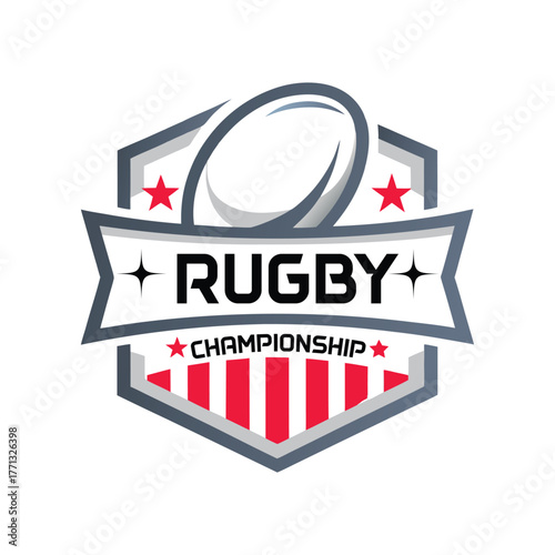 Bold Rugby Shield Emblem with Star Accent