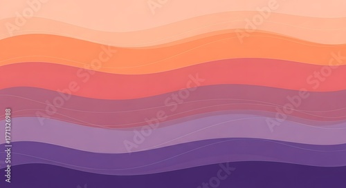 Minimal abstract pastel wave background with soft gradient layers in orange, pink, and purple tones, creating smooth flowing motion and elegant modern design ideal for digital art or creative branding