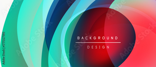 Abstract colorful layers create dynamic background. Smooth curves blend vibrant hues, forming modern design element. Text reads background design.