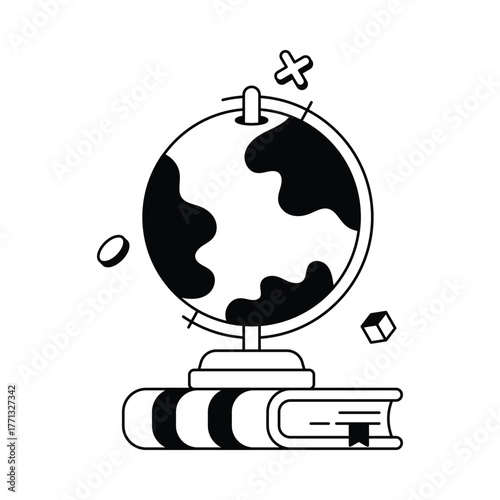 Representing Global Map Study And Earth Learning — Vector Icons
