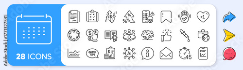 Global business, Co2 gas and Meeting line icons. Interest rate, AI generate, Inflation icons. Pack of Diploma, Trade infochart, Calendar icon. Chemistry pipette, Inclusion, Info pictogram. Vector