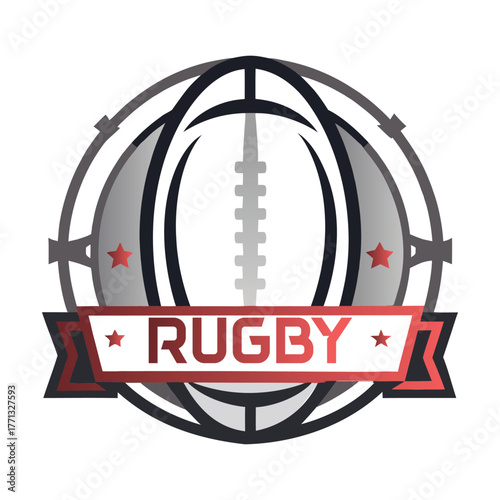 Bold Rugby Shield Emblem with Star Accent