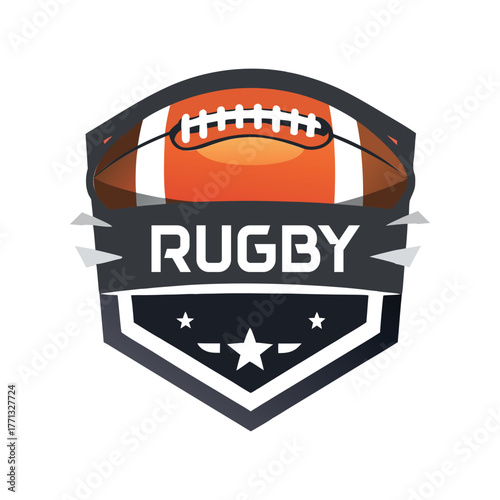 Bold Rugby Shield Emblem with Star Accent