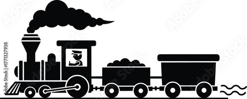 Black and white train vector illustration clip art steam engine art