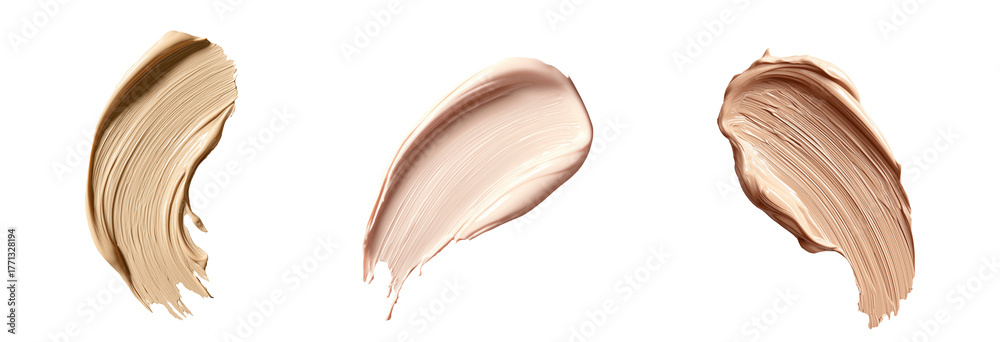 Fototapeta premium Foundation swatches of different shades isolated on transparent background for makeup concept