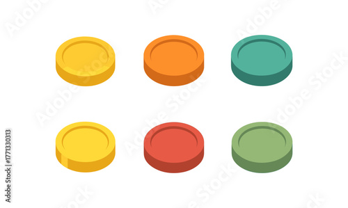 Colorful isometric circle icons set on a white background