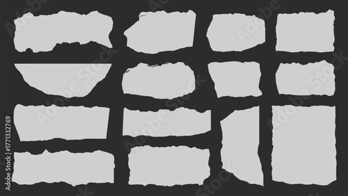 Collection of torn paper fragments and edges for collage and design elements vector