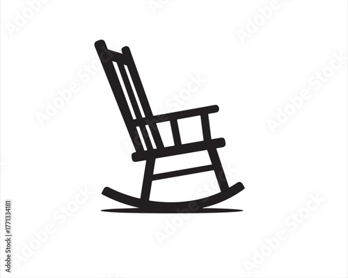 A classic black silhouette of a rocking chair isolated on a, evoking comfort and nostalgia