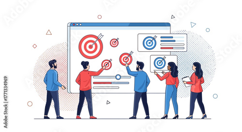 Team Of Professionals Analyzing Targets And Planning Strategy For Future Growth