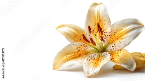 Fototapeta Naklejka Na Ścianę i Meble -  Closeup of a delicate orange lily flower isolated on white background