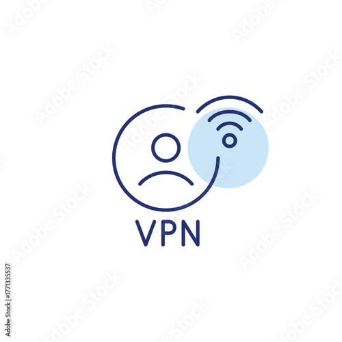 VPN user and wifi. Secure connection, privacy and anonymity online. Pixel perfect, editable stroke vector icon