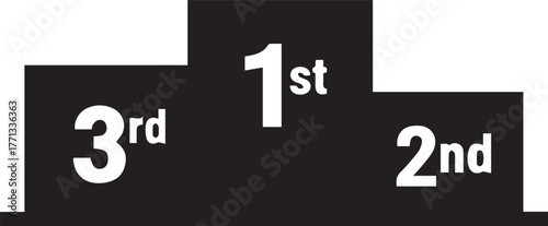 Sports podium celebrating first second and third place winners in competition