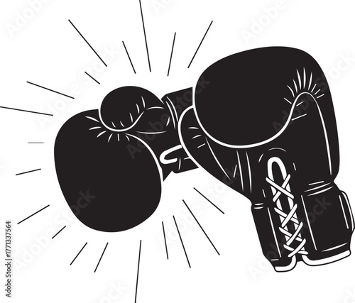 Dynamic boxing gloves clash symbolizing combat sports and fierce competition