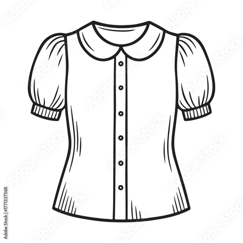 line art of vintage blouse vector