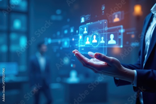 Modern technology digital social network with identification framework management risk opportunity concept, future, response, resilience, finance