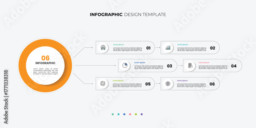 Creative diagram infographic chart template for business 6 step, options, presentation with diagram elements