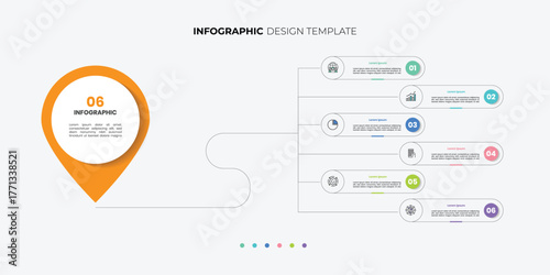 Creative diagram infographic chart template for business 6 step, options, presentation with diagram elements