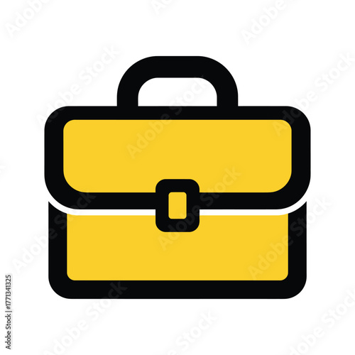 A simple yellow briefcase icon with black outline and metal clasp