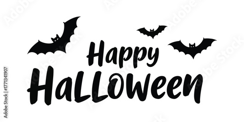 Festive Halloween Holiday Greeting Design with Spooky Bats Flying, Perfect for Seasonal Celebrations and Autumn Events