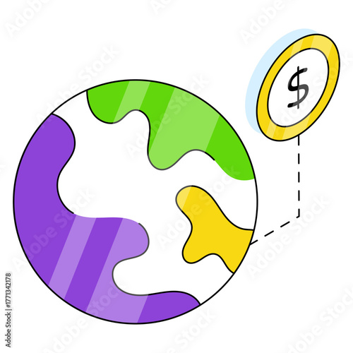 An editable design icon of global money
