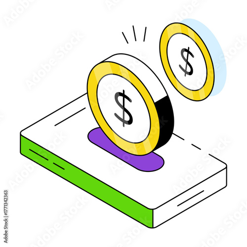 Dollar with smartphone, icon of mobile transaction 