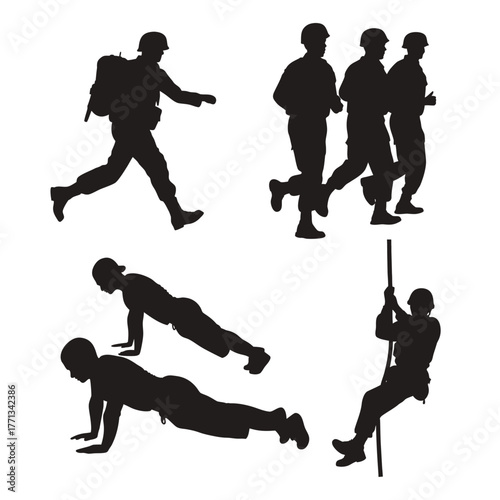 Military Fitness and Training Silhouette Set 