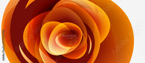 Abstract floral design. Concentric layers create warm orange, red hues. Modern background element, visually appealing.