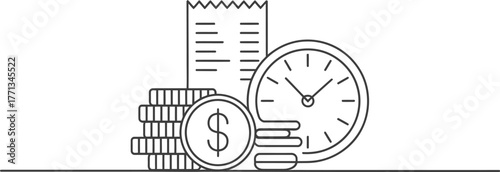Time is money finance investment clock coin bill payment business income