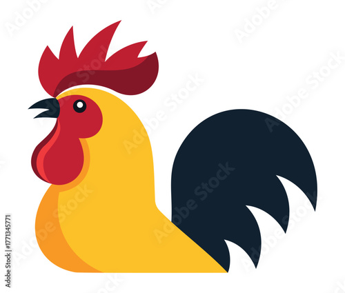 Colorful rooster or cockerel bird vector illustration for poultry, farm, or food brand logo