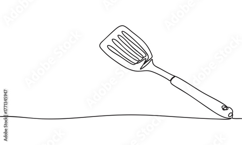 Continuous line drawing of a kitchen spatula