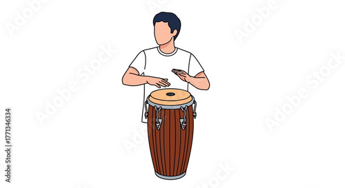 Man playing conga drum.