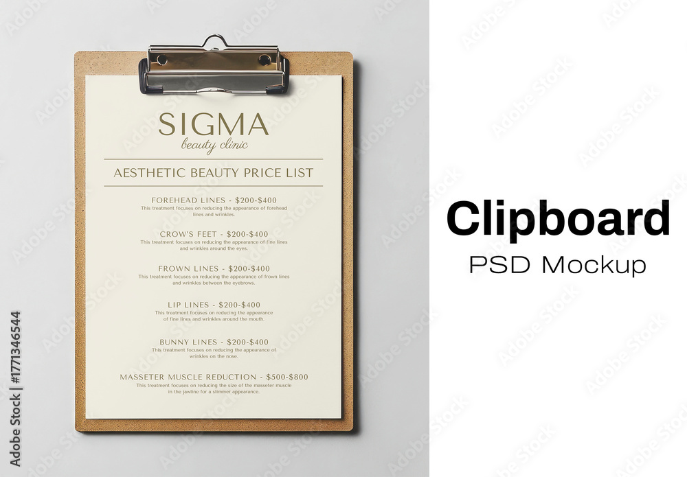 Clipboard Mockup With Beauty List Psd Stock Template | Adobe Stock
