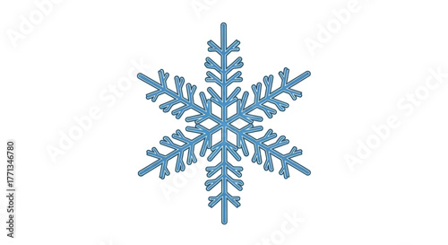 A beautiful blue snowflake ornament isolated on a white background.