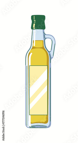 A bottle of cooking oil with a handle.
