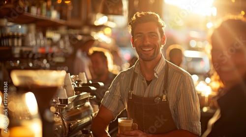 Barista Skillfully Crafting Espresso and Providing Excellent Service at Local Coffee Shop