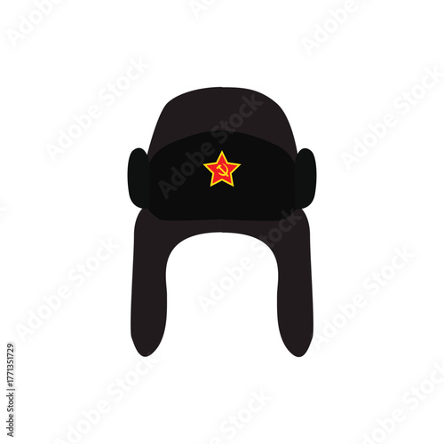 Russian ushanka hat with a star design vector flat modern isolated illustration
