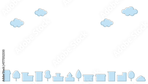 シンプルな街並みのイラスト　背景素材　ベクター
