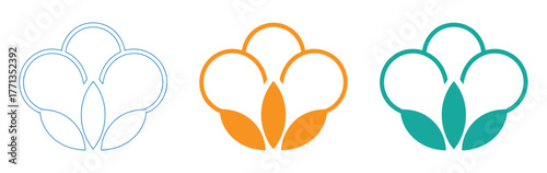 ripened organic cotton plant icon from drawn  colouring outline. Flat doodle style. Vector illustration