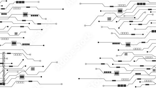 Abstract Technology Circuit board background. Grey white Abstract technology background