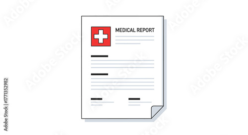 Medical Report Document with Red Cross Symbol.