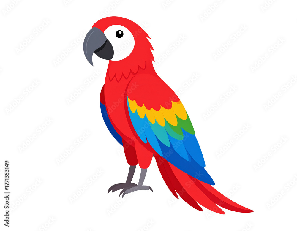 Fototapeta premium Papagei isoliert auf weißen Hintergrund, Freisteller