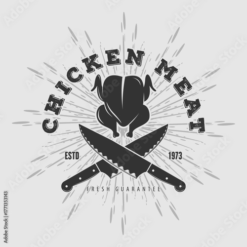 Chicken Meat Vintage Emblem. Vector
