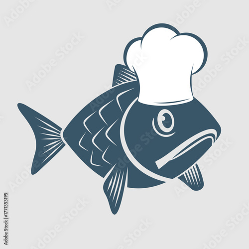 Chef Fish icon isolated. Vector illustration