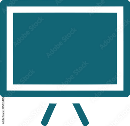 Teal blue and white presentation board or whiteboard icon graphic
