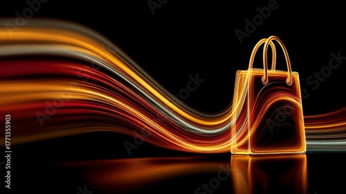 Cinematic neon light composition symbolizing online shopping excitement.