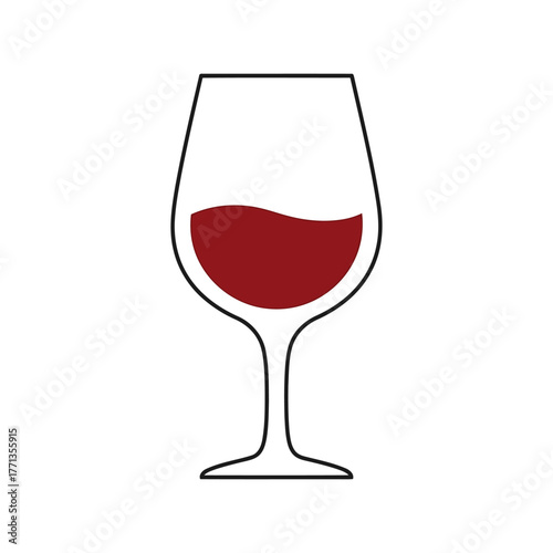 Vector illustration of a red wine glass with liquid simple design for beverage and celebration concepts vector