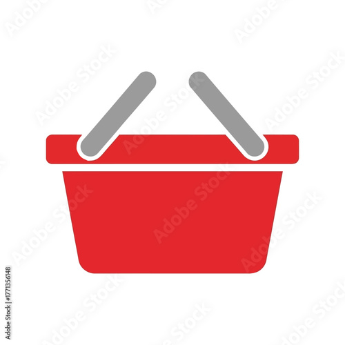 Red shopping basket icon flat design simple vector commerce retail purchase online store vector