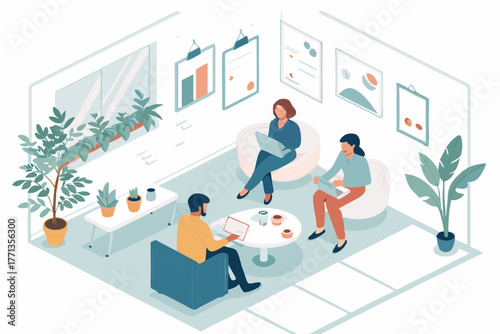 Networking in Creative Coworking Lounge