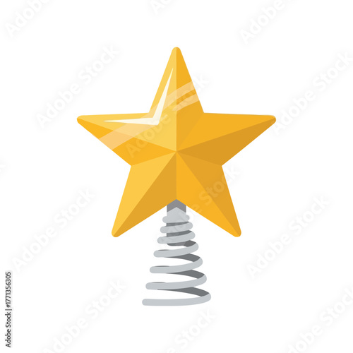 Golden star christmas tree topper festive decoration for holiday celebration vector